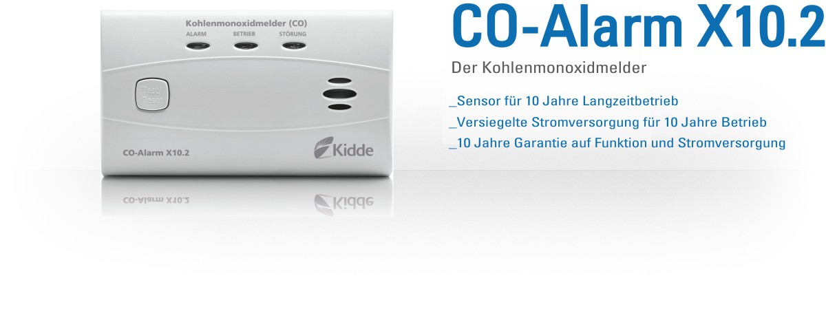 Kidde KohlenMonoxidmelder CO Alarm Melder Gas Warnmelder X10-D.2 NEU OVP 10Jahre